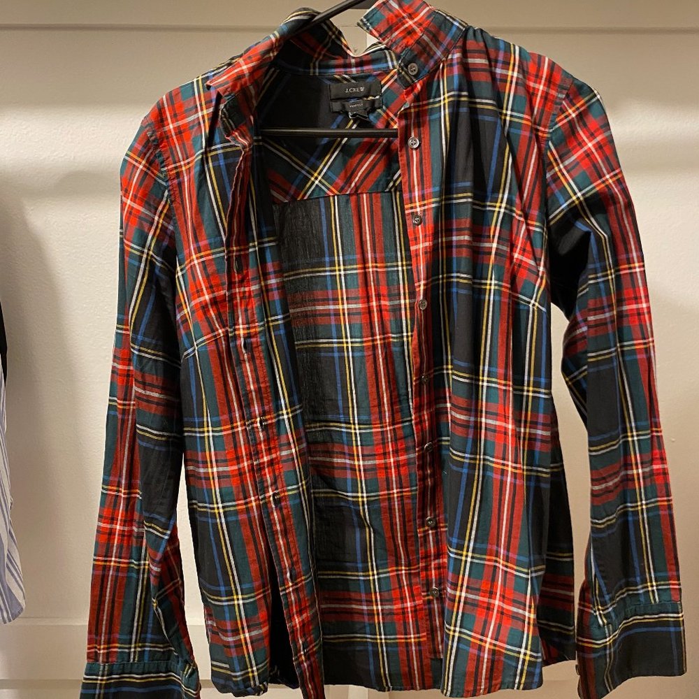 Plaid button down top